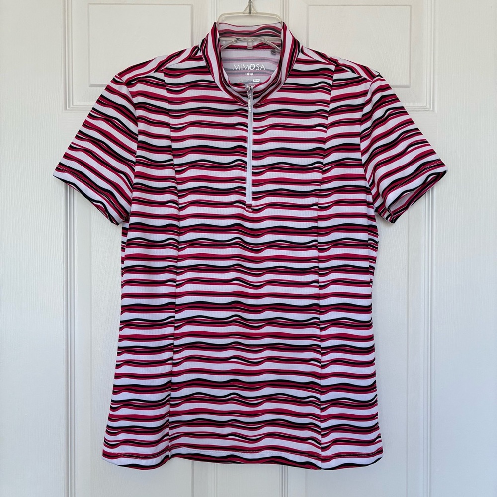 NVO Mimosa Lynda Polo Women’s Medium 1/4 Zip Moisture Wicking Red Black Golf